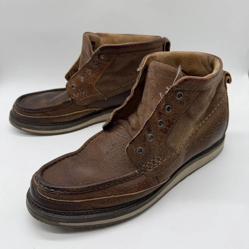 Ariat 4LR Moc Toe Leather Lace Up Boots Brown Men's US 11D 10014153 Work Casual